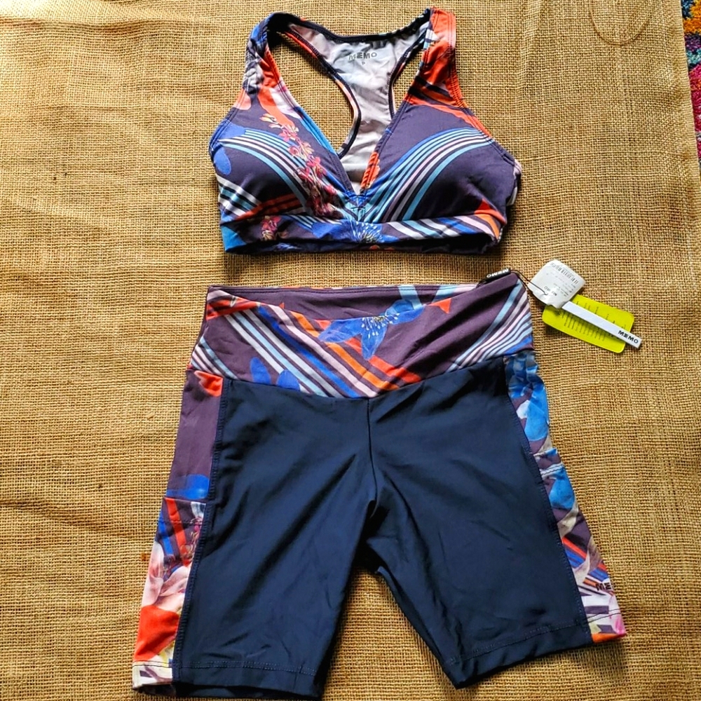 Memo athletic biker shorts and top